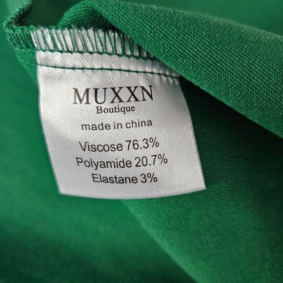 MUXXN Womens Vintage 1950s Midi Crew Neck Bodycon Dress Green Size XXL Stunning - Picture 12 of 13